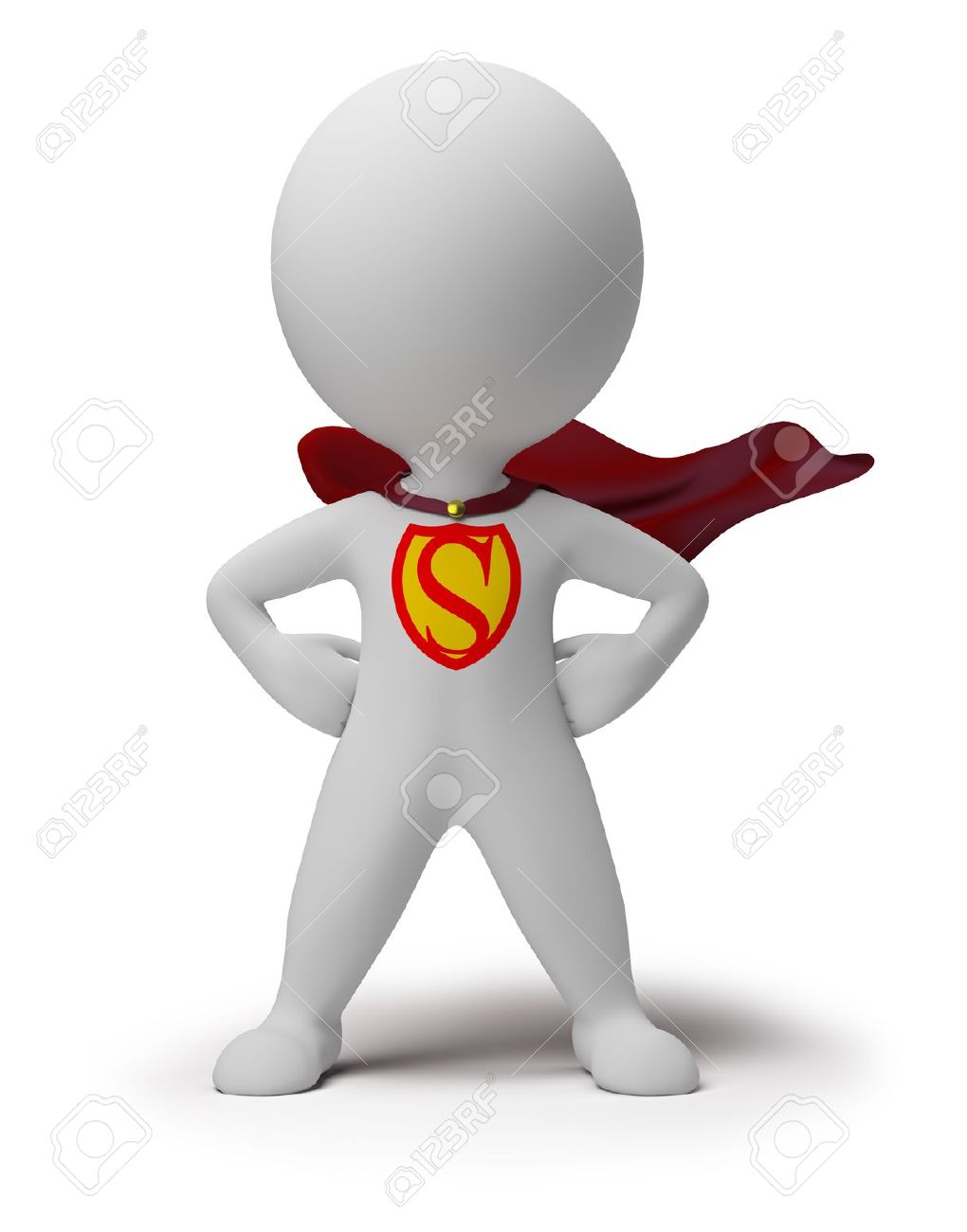 9345569-3d-small-person-the-superhero-standing-in-a-confident-pose-in-a-raincoat-3d-image-Isolated-white-bac-Stock-Photo